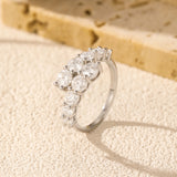 Geometric Moissanite Stackable Ring in Sterling Silver – Cha - On Model View - FITINY