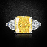 Multicolor Ice Flower Cut Square CZ Adjustable Ring, 10*10mm 8A Main Cubic Zirconia, Two Heart Side CZ, Dainty Luxe - FITINY Jewelry