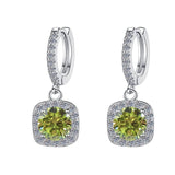 S925 Colorful Moissanite Halo Earrings with Pavé-Set Halo & Hoop, VVS1 Certified, 12 Vibrant Colors , Sterling Silver - FITINY Jewelry