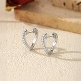 Heart-Shaped Moissanite Accent Earrings in Sterling Silver - On Model View - FITINY
