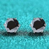 S925 Colorful Moissanite & CZ Classic 6-Prong Stud Earrings For Men Women Gift, 10 Color 0.5-2ct D-Grade VVS Certificated Moissanite Sterling Silver Studs - FITINY Jewelry