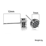 Multicolor Iced Out CZ Micro Pave Round Stud Earrings for Men Women, Hiphop 4-Prong 5A Cubic Zirconia Bling Fashion Studs, 14k White Gold Post - FITINY Jewelry