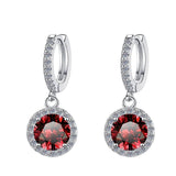 S925 Colorful Moissanite/CZ Round Halo Drop Earrings, 1ct D-Grade VVS Certificate, Hypoallergenic Sterling Silver Gift - FITINY Jewelry