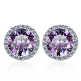 S925 Multicolor Moissanite Halo Stud Earrings, Sterling Silver 10 Color Round-Cut Certificated Moissanite Jewelry for Men & Women, Simple & Stylish Gift for Wedding, Birthday, Anniversary - FITINY Jewelry
