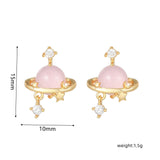 16 Pairs Pink Heart Stud Hoop Huggies Drop Earrings Set, 18K Gold Plated Stacking CZ & Pearl Designs, Planet Snowflake Moon Star - FITINY Jewelry