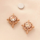 Multicolor Stainless Steel Magnetic 4-Pointed Star CZ Stud Earrings for Men Women, Round Cubic Zirconia Inlaid Magnetic Earrings Non-Piercing Clip On Stud Earring - FITINY Jewelry