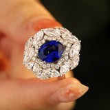 FITINY Wave-Design Ring with Lab-Created Gemstones in Sterling Silver