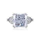 Multicolor Ice Flower Cut Square CZ Adjustable Ring, 12*12mm 8A Main Cubic Zirconia, Two Heart Side CZ, Dainty Luxe - FITINY Jewelry