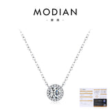 Geometric Moissanite Pendant Necklace in Sterling Silver – D - Front View - FITINY Jewelry