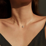 Geometric Waterdrop Moissanite Pendant Necklace in Sterling - Detail View - FITINY Jewelry