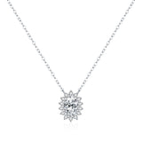 Floral Moissanite Pendant Necklace in Sterling Silver – Deli - Front View - FITINY Jewelry