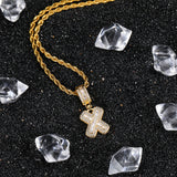 Hip Hop Letter Pendant Necklace with Cubic Zirconia in Gold - Front View - FITINY Jewelry