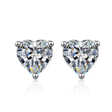 S925 Moissanite/CZ Heart Shape Stud Earrings, 1-2ct D-Grade VVS Certificate, Hypoallergenic Sterling Silver Gift - FITINY Jewelry