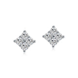 Floral Moissanite Stud Earrings in Sterling Silver - Front View - FITINY Jewelry