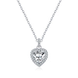 Heart-Shaped Moissanite Pendant Necklace in Sterling Silver - Front View - FITINY Jewelry