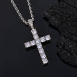 Oversized Hip Hop Cross Necklace for Men – White Gold Plated - Detail View - FITINY Jewelry