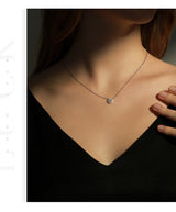 Geometric Moissanite Pendant Necklace in Sterling Silver – D - Front View - FITINY Jewelry