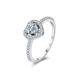 Heart-Shaped Moissanite Ring in Sterling Silver for Women - Front View - FITINY Jewelry