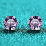 S925 Colorful Moissanite & CZ Classic 6-Prong Stud Earrings For Men Women Gift, 10 Color 0.5-2ct D-Grade VVS Certificated Moissanite Sterling Silver Studs - FITINY Jewelry
