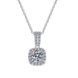 S925 Colorful Moissanite Pendant Necklace with Pavé-Set Halo & Hoop, 1ct D-Grade VVS1 Moissanite in 12 Dazzling Colors with GAR Certification, Sterling Silver Necklace - FITINY Jewelry