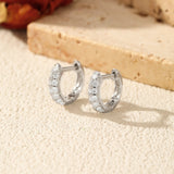 Geometric Moissanite Hoop Earrings in Sterling Silver - On Model View - FITINY