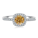 S925 Multicolor Moissanite Cushion Halo Adjustable Rings with Pavé-Set Band & Square Accents, 0.5ct-2ct D-Grade VVS Certificate, 12 Vibrant Colors, Sterling Silver Jewelry - FITINY Jewelry