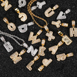 Hip Hop Letter Pendant Necklace with Cubic Zirconia in Gold - Gift Box - FITINY Jewelry