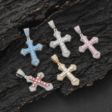 Geometric Cross Pendant Necklace with Cubic Zirconia Stones - Detail View - FITINY Jewelry