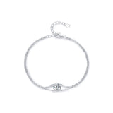 Round Moissanite Single-Stone Double-Layer Bracelet in Sterl - Front View - FITINY Jewelry