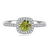 S925 Multicolor Moissanite Cushion Halo Adjustable Rings with Pavé-Set Band & Square Accents, 0.5ct-2ct D-Grade VVS Certificate, 12 Vibrant Colors, Sterling Silver Jewelry - FITINY Jewelry