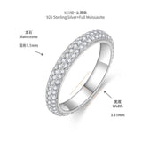 S925 Moissanite Three-Row Matching Couple Eternity Bands, Narrow 0.8ct & Wide 2.4ct Full Pave Rings, 18K White Gold Plated, US Size 4.5–10 - FITINY Jewelry