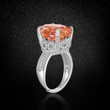 Multicolor Ice Flower Cut Oval CZ Adjustable Ring, Triple Pave Band, 12*16mm 5A Cubic Zirconia, 4 Color Options, Dainty Luxe - FITINY Jewelry