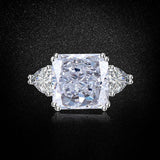 Multicolor Ice Flower Cut Square CZ Adjustable Ring, 12*12mm 8A Main Cubic Zirconia, Two Heart Side CZ, Dainty Luxe - FITINY Jewelry