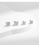 Round Moissanite Stud Earrings in Sterling Silver – Minimali - Front View - FITINY Jewelry