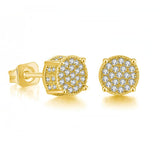 Iced Out CZ 18k Dazzling Stud Earrings, S925 Silver Post, 4 Style Options, Hip Hop Hypoallergenic 4A Cubic Zirconia Bling Studs for Men and Women - FITINY Jewelry