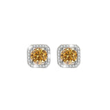 S925 Colorful Moissanite/CZ Square Halo Earrings, 0.5-1ct D-Grade VVS Certificate, Hypoallergenic Sterling Silver Jewelry Gift - FITINY Jewelry