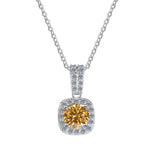 S925 Colorful Moissanite Pendant Necklace with Pavé-Set Halo & Hoop, 1ct D-Grade VVS1 Moissanite in 12 Dazzling Colors with GAR Certification, Sterling Silver Necklace - FITINY Jewelry