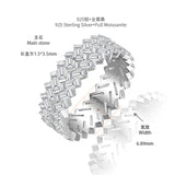 Front view of FITINY geometric V-shape moissanite stack ring on white background