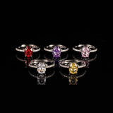 Multicolor Ice Flower Cut Oval CZ Adjustable Ring, Pave Band, 7*9mm 5A Cubic Zirconia, 6 Color Options, Dainty Luxe - FITINY Jewelry