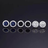 Multicolor Crystal Cluster Magnetic Round Halo Stud Earrings for Men Women, 6mm Round Crystal Inlaid Magnetic Earrings Non-Piercing Clip On Stud Earring - FITINY Jewelry