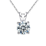 S925 Moissanite Classic Four-Prong Pendant, Minimalist Collarbone Chain Jewelry Pendant Necklace for Women - FITINY Jewelry