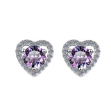 S925 Colorful Moissanite/CZ Heart Shape Halo Stud Earrings, 0.5ct D-Grade VVS Certificate, Hypoallergenic Sterling Silver Gift - FITINY Jewelry