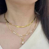 Stackable 3mm Round Moissanite Pendant Necklace in Sterling - Side View - FITINY