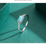 Geometric Opal Stud Earrings & Sterling Silver Ring Set in Modern Minimalist Design