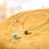 S925 Multicolor Mermaid Tear Floating CZ Necklace, Sterling Silver Invisible Fishing Line 6-8mm Cubic Zirconia Pendant, 40+5cm Adjustable Dainty Minimalist Choker - FITINY Jewelry