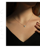Geometric Moissanite Pendant Necklace in Sterling Silver – D - Front View - FITINY Jewelry