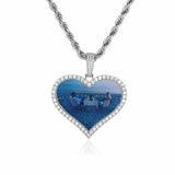 Heart-Shaped Photo Pendant Necklace with Zirconia Accents in - Front View - FITINY Jewelry