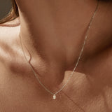 Teardrop Moissanite Pendant Necklace in Sterling Silver – Mi - Side View - FITINY