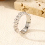 Stackable Moissanite-Embellished Sterling Silver Ring for Wo - On Model View - FITINY