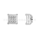 Stainless Steel Magnetic Iced Out CZ Square Stud Earrings for Men Women, 9 Mini Cubic Zirconia Inlaid Magnetic Earrings Non-Piercing Clip On Stud Earring - FITINY Jewelry